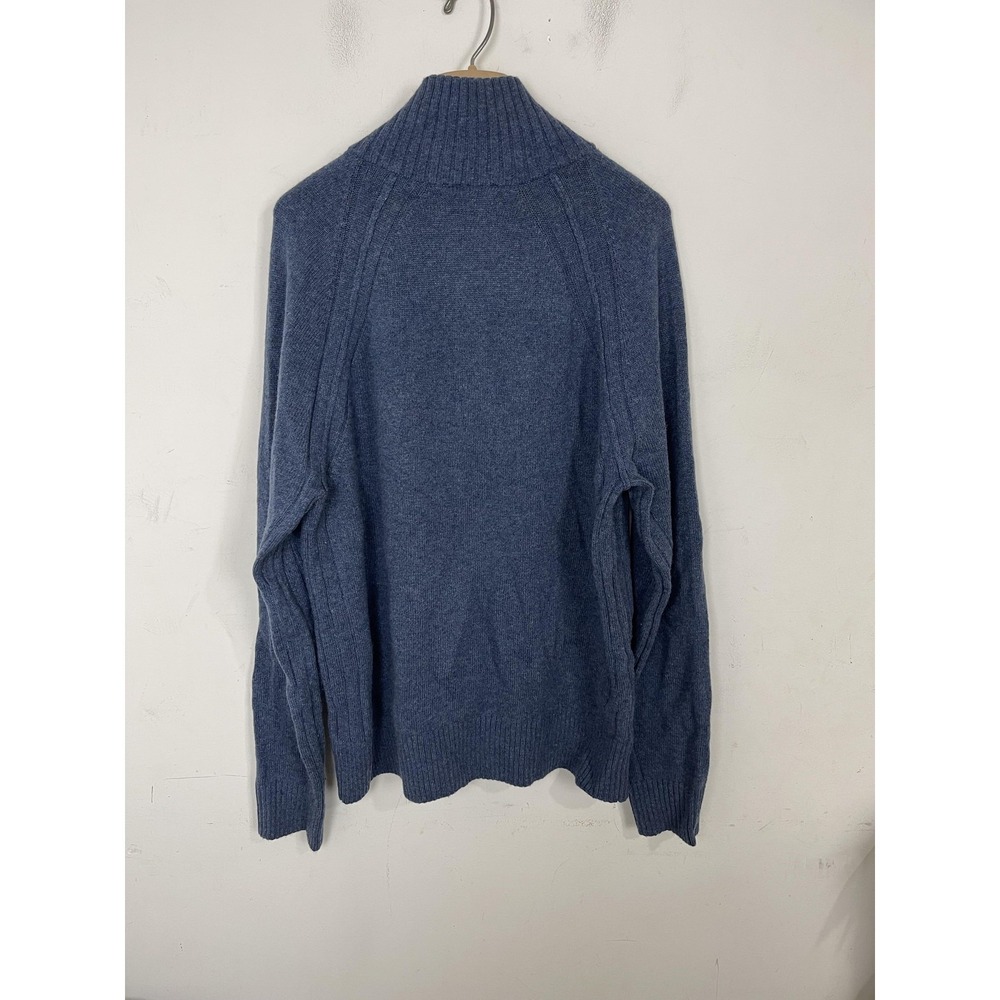 Banana Republic Sweater Men Large Blue Wool Blend Fisherman Quiet Luxury Minimal - Picture 3 of 9